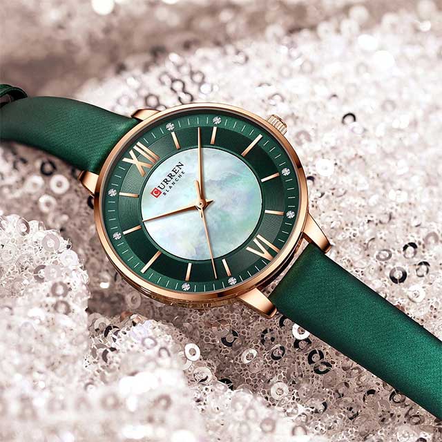 curren women roman dial leather strap waterproof watch cu9080 gallery img 19