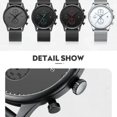 cheetah chronograph mesh stainless steel men watch ch1605m gallery img 1