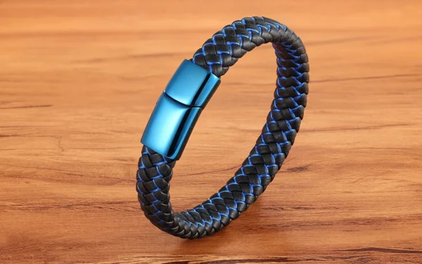 classic blue lock leather simple mens bracelet egbt048 gallery img 11 1