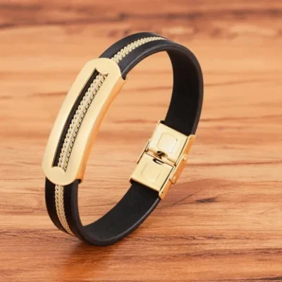 leather chain combination men bracelet egbt132 gallery img 1