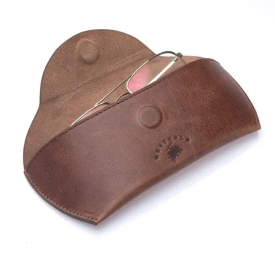 westpolo sunset genuine leather magnet glasses case – brown featured img