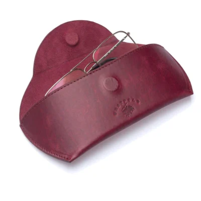 westpolo sunset genuine leather magnet glasses case – claret red featured img