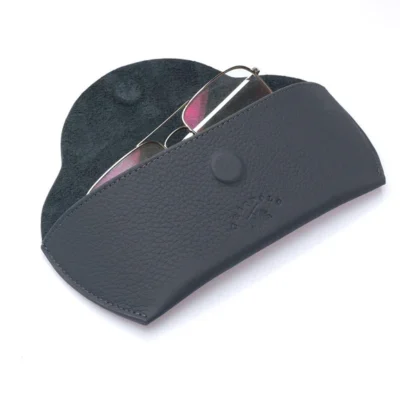 westpolo sunset genuine leather magnet glasses case – gray featured img