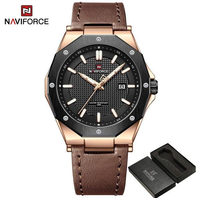 NAVIFORCE Men Wristwatch Top Brand Luxury Gold Waterproof Man Watch Genuine Leather Sport Military Quartz Male.jpg 640x640 1