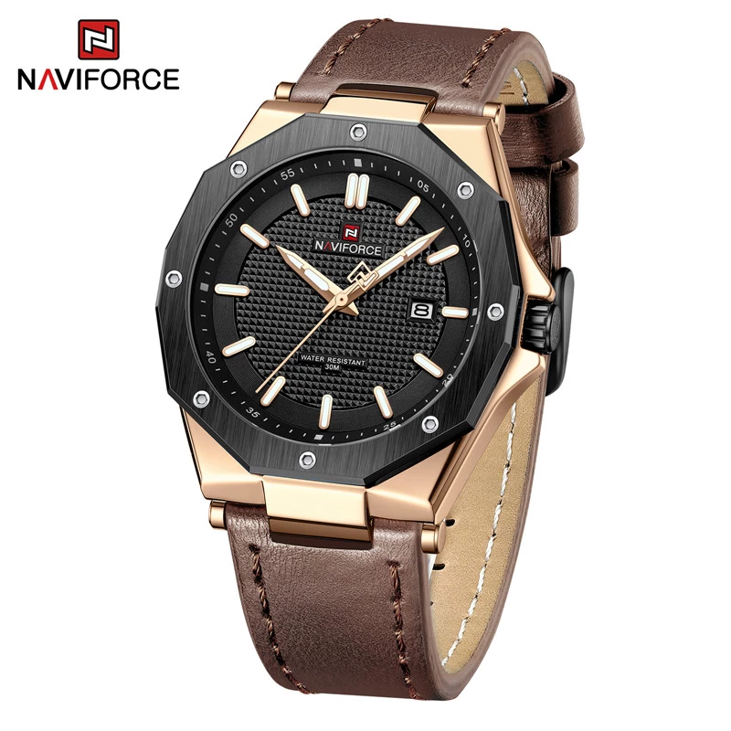 NAVIFORCE Men Wristwatch Top Brand Luxury Gold Waterproof Man Watch Genuine Leather Sport Military Quartz Male.jpg Q90.jpg
