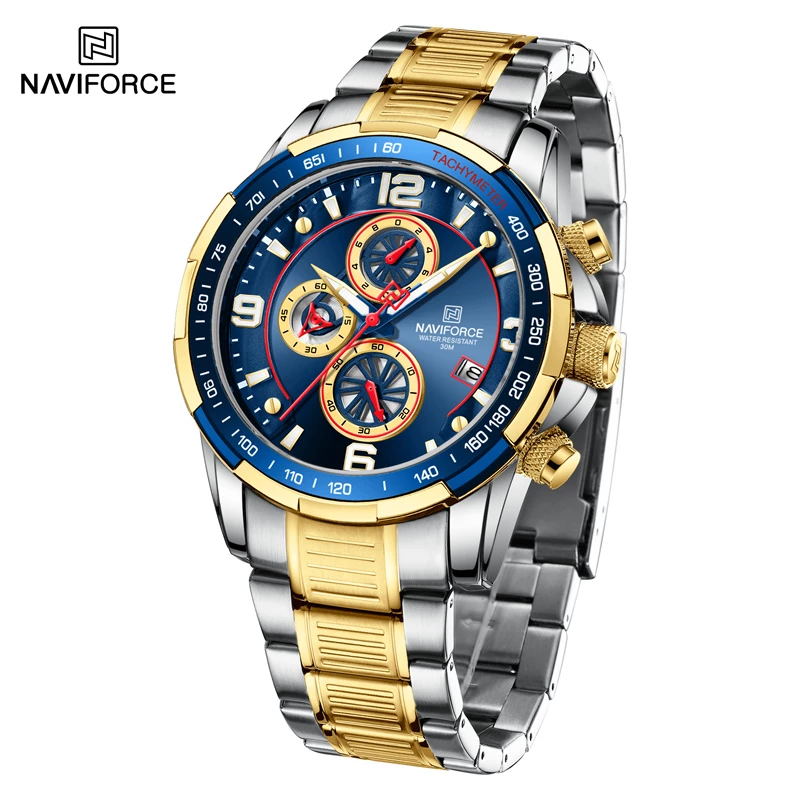 NAVIFORCE New Men s Luxury Watch Top Brand Quartz Chronograph Dial Stainless Steel Watch 3Bar Water.jpg Q90.jpg 1