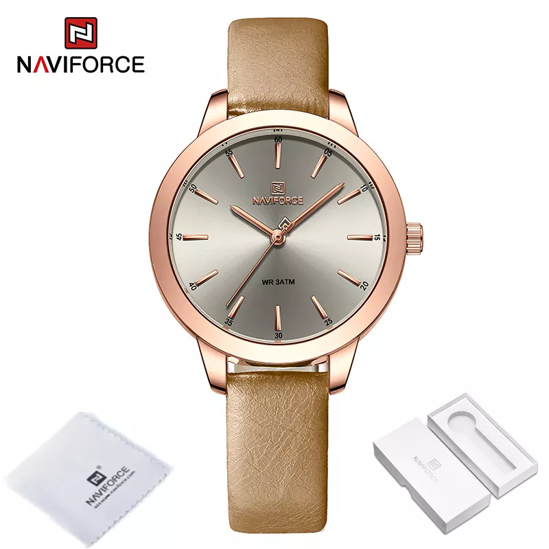 NAVIFORCE Top Brand Watches for Ladies Casual Fashion Original Genuine Leather Strap Women s Wristwatches Waterproof.jpg.jpg 4