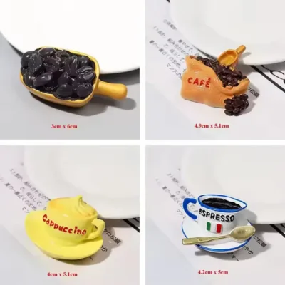 Lovely Miniature Large Coffee Cup & Bean Bread Shape Resin Cabochon – Perfect for DIY Scrapbooking & Model Projects