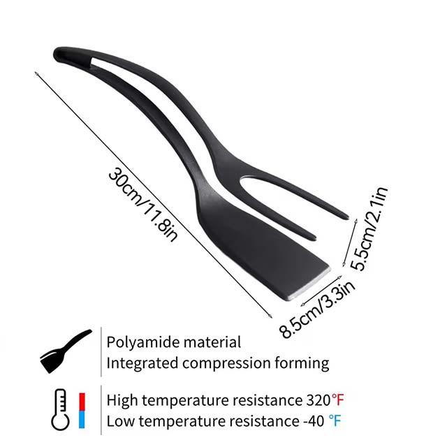 2-in-1 Silicone Grip Spatula Tongs – Flip & Clamp Tool for Eggs, Steak, Pancakes & More