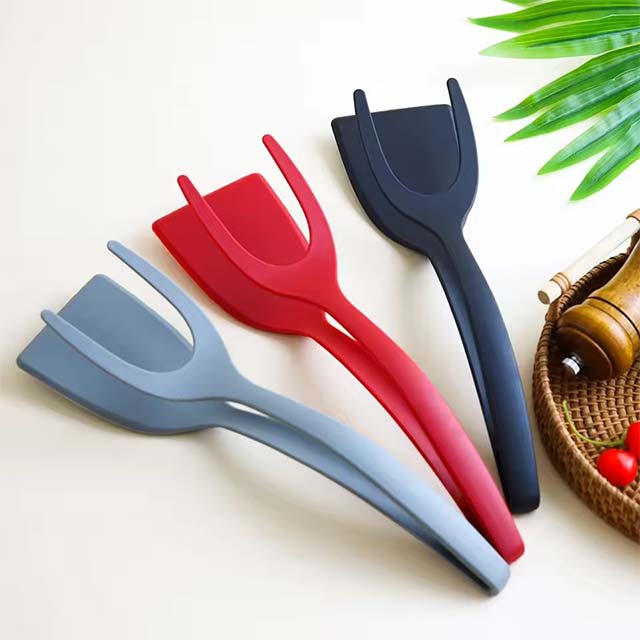 2-in-1 Silicone Grip Spatula Tongs – Flip & Clamp Tool for Eggs, Steak, Pancakes & More
