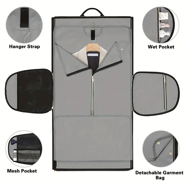 2-in-1 Convertible Garment Bag & Backpack – Beige Travel Duffel with Detachable Suit Bag, Shoe Cover & Shoulder Strap | Carry-On Luggage for Men & Women