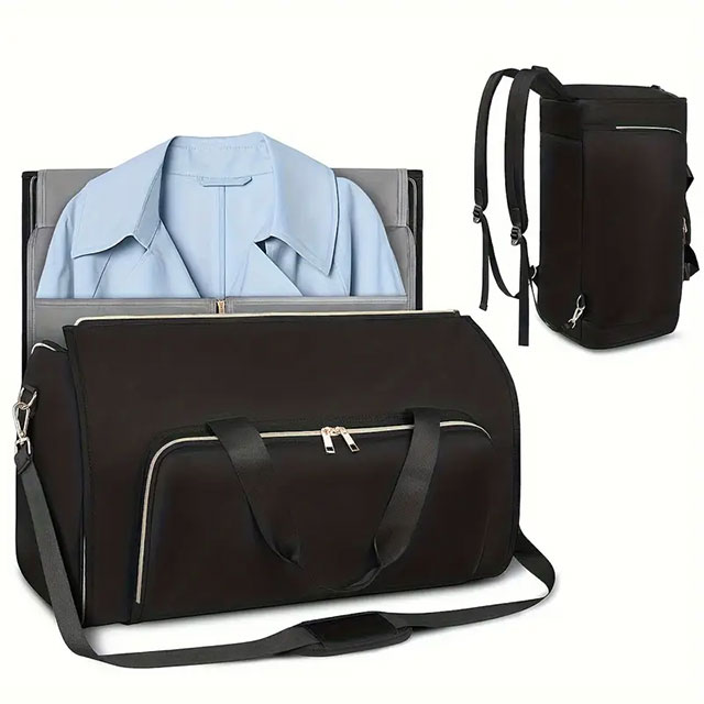 2-in-1 Convertible Garment Bag & Backpack – Beige Travel Duffel with Detachable Suit Bag, Shoe Cover & Shoulder Strap | Carry-On Luggage for Men & Women - Image 3