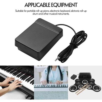 3.5mm Interface Compact Sustain Pedal - Universal Single Pedal for Musical Instruments, Portable Roll Up Piano, Electronic Keyboard, Electronic Roll Up Drum, Single Pedal, Sustain Pedal