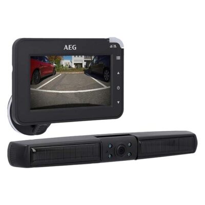AEG 4.3" Solar Powered RV Wireless Digital Parking Camera – Dual LCD Display, Waterproof Night Vision & Wireless Transmitter