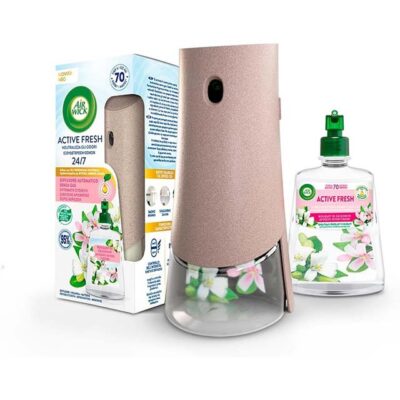 Air Wick Active Fresh Air Freshener, Pack of 1 Automatic Diffuser without Gas, 1 Refill Jasmine Bouquet (228 ml), 2 AA Batteries, Neutralises Odours 24/7
