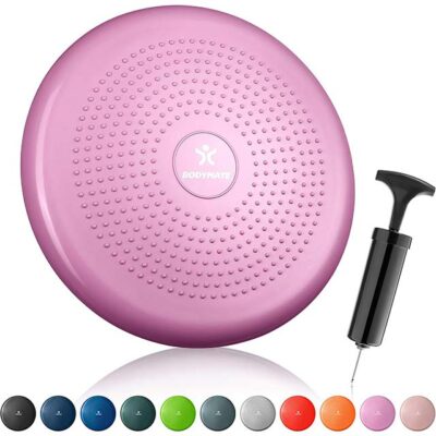BODYMATE Ball Seat Cushion with Pump, 34 cm Diameter - Balance Cushion, Air Cushion, Balance Pad, Nub Cushion - Core, Fitness, Rehabilitation, Coordination and Back Training