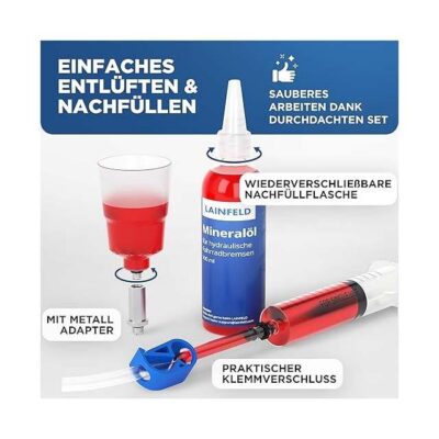 LAINFELD Brake Bleeding Kit for Shimano | Complete Disc Brake Bleed Kit with Mineral Oil for Deore XT, XTR, SLX, ULTEGRA & Dura-Ac