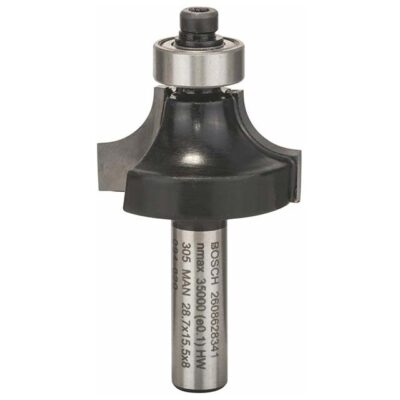 Bosch Rounding Router Bit 0V – Silver, 8 x 28.7 x 53 mm | Precision Woodworking Accessory (2608628341)