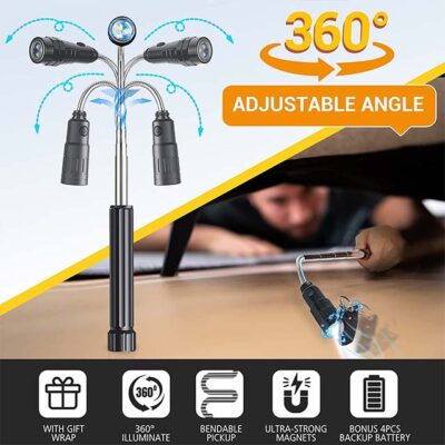 CRANACH LED Telescoping Magnet Flashlight - Stocking Stuffer Gift for Men, Dad, Husband, Boyfriend, Ideal Tool for Hard-to-Reach Places