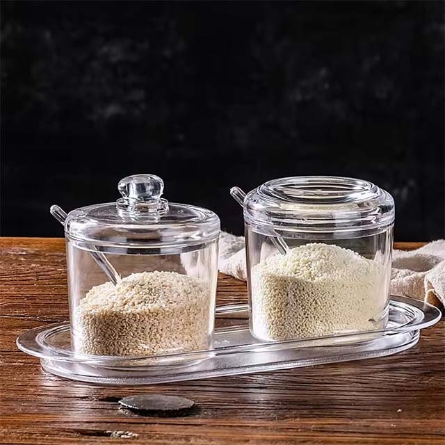 Clear Seasoning Jar with Spoon – Sealed, Leak-Proof & Dust-Proof Storage Bottle for Salt & Pepper