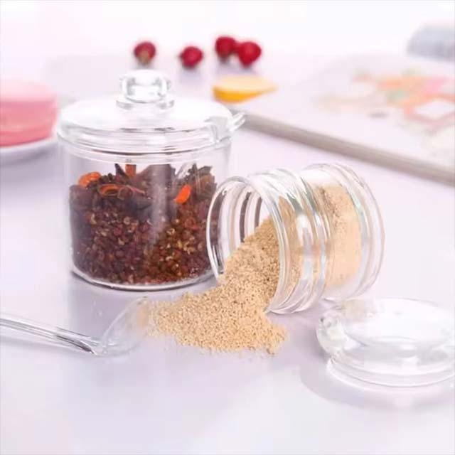 Clear Seasoning Jar with Spoon – Sealed, Leak-Proof & Dust-Proof Storage Bottle for Salt & Pepper