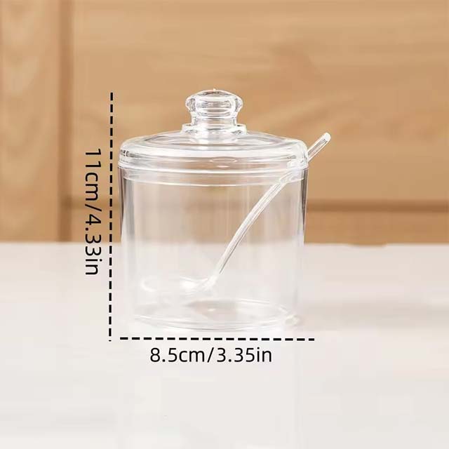 Clear Seasoning Jar with Spoon – Sealed, Leak-Proof & Dust-Proof Storage Bottle for Salt & Pepper