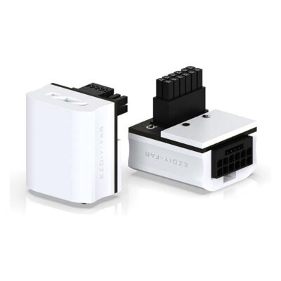 EZDIY-FAB 12VHPWR 12+4 Pin Angle Connector- Power Adapter for RTX40' Series Graphics Card- 600W Output- RTX4090, 4080, 4070ti Compatible- 90 Degrees RVS Type- White- 1 Pack