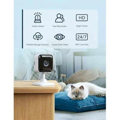 GNCC 1080P Indoor Security Dog Camera – Motion Detection, Two-Way Audio, Night Vision, Siren, Cloud & SD Card Storage – Works with Alexa & Google Home (2.4G WiFi, C2)