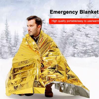 Gold & Silver Emergency Thermal Blanket – Waterproof, Windproof Survival Blanket for First Aid, Military Rescue, Camping & Hiking