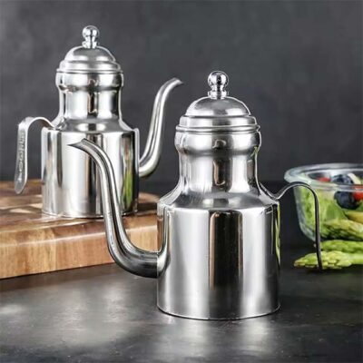 Hemoton Stainless Steel Olive Oil Dispenser – Leakproof Oil Can for Cooking & Salad Dressing Storage