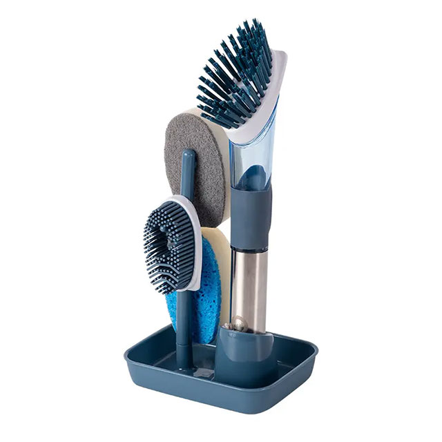 Household Pot Brush with 4 Replacement Heads – Long Handle Kitchen Cleaning Brush for Dishwashing, Grease & Stain Removal – Easy-to-Use Scrubber for Pots & Pans - Image 3