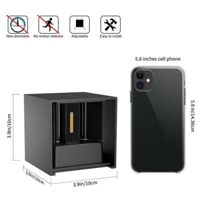 K-Bright 7 W Indoor – Outdoor Wall Light with Adjustable Beam Angle LED Wall Lights 3000 K Warm White Waterproof IP65 Wall Light for Living Room, Bedroom