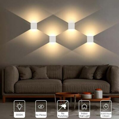 Lightess Wireless LED Wall Lamps – Battery Powered, Touch Dimming, Magnetic Mount – Warm White, Pack of 2