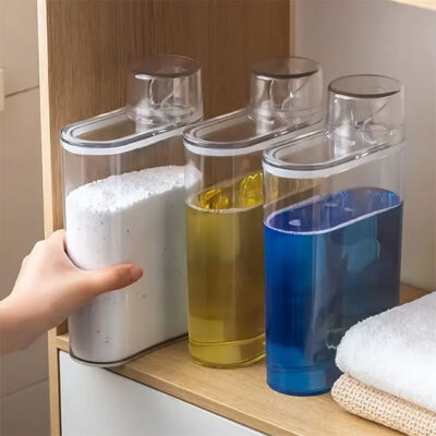 Liquid Detergent & Fabric Softener Dispenser – Refillable Laundry Soap Dispenser Bottle for Laundry Room Organization