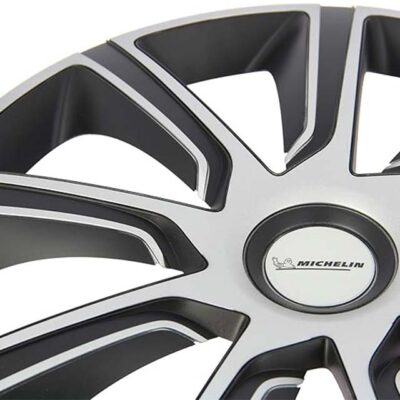 MICHELIN 009112 13" Wheel Trims – NVS 49 Two-Tone Black & Grey Metallic, Set of 4 Durable Hubcaps