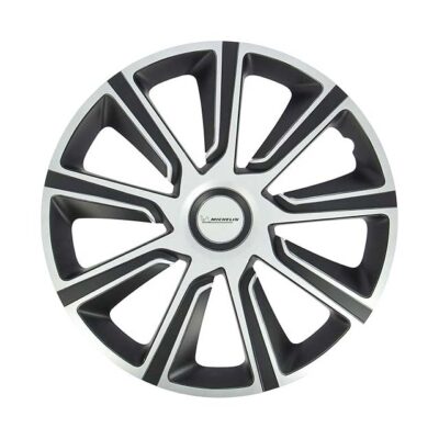 MICHELIN 009112 13" Wheel Trims – NVS 49 Two-Tone Black & Grey Metallic, Set of 4 Durable Hubcaps
