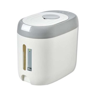 10kg Rice Dispenser Bucket – Moisture-Proof Airtight Grain & Food Storage Container with Measuring Cup, Household Organizer, Grey