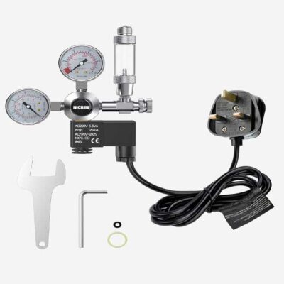 NICREW Dual Gauge Aquarium CO2 Regulator System with Solenoid Valve, Bubble Counter, Pressure Reducer & Check Valve – W21.8 Interface for Aquariums & Hydroponics