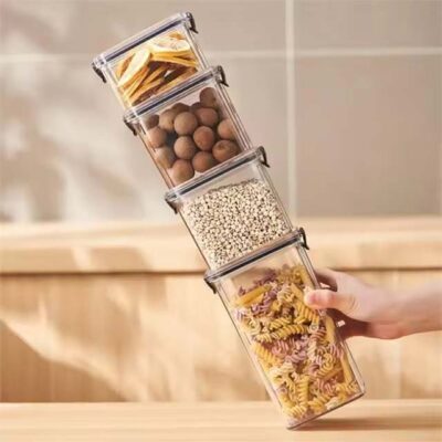 1PC Large Sealed Plastic Kitchen Grain Storage Jar – Moisture-Proof Organizer Box for Household Seasoning & Food Storage