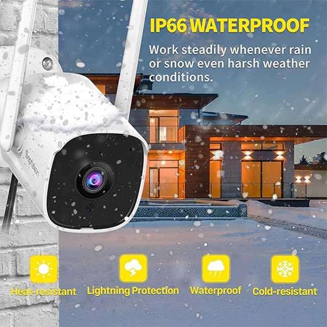 Septekon Outdoor Security Camera – 2K Wireless CCTV with Dual Antenna | IP66 Waterproof, Night Vision, AI Motion Detection & 2-Way Audio (P30i, White) - Image 4