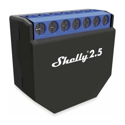 Shelly 2.5 Wireless Relay Switch - Dual Channel 10A Smart Switch, WiFi-Controlled for Home Automation