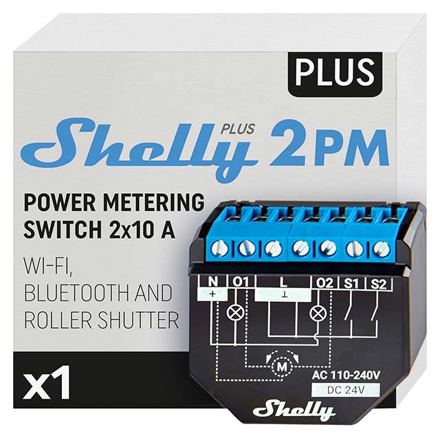 Shelly Plus 2PM | WiFi & Bluetooth 2 Channels Smart Relay Switch with Power Metering for Home Automation, Roller Shutters & Remote Control Compatible with Alexa & Google Home | iOS Android App