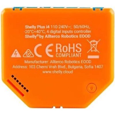 Shelly Plus i4 | WiFi & Bluetooth Smart 4-Digital Inputs Controller for Shelly Relays | Home Automation | Works with Alexa | iOS Android App | No Hub Required | Remote Control | Multi-Click