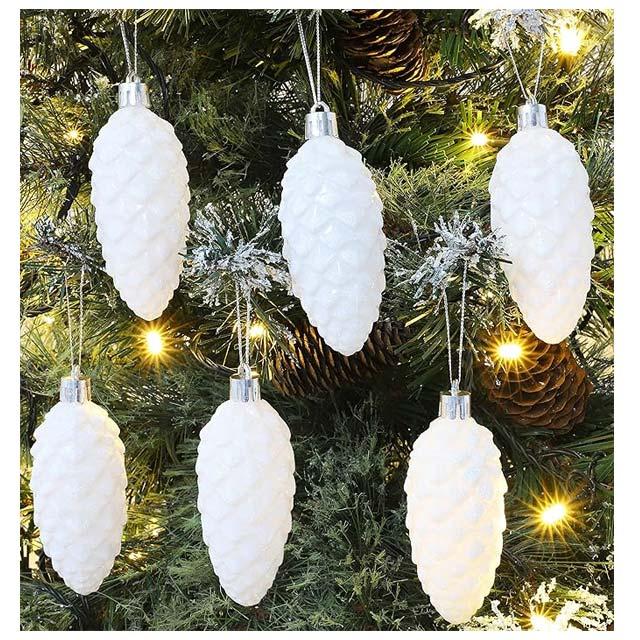 Christmas Concepts® 6-Pack 90mm Pine Cone Baubles – Shiny & Glitter Luxury Ornaments - Image 3