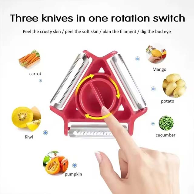 3-in-1 Magic Trio Peeler Set – Slicer, Shredder & Julienne Cutter for Versatile Kitchen Prep