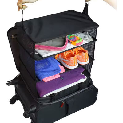 Triple Hanging Travel Organizer – Multi-Functional Folding Clothes Storage Bag for Travel, Camping & Outdoor Use