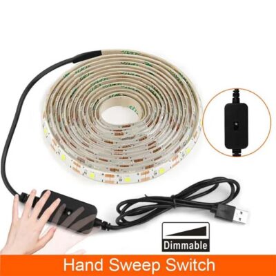 USB LED Strip with Sensor - Waving/Touch Switch Flex 5V Waterproof Tape Smart Lights Strips for Room, Bed, TV Backlight White 1-5M - Hand Sweep Sensor - Cold White