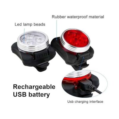 USB Rechargeable Bike Light Set – Super Bright LED Front & Rear Lights, Waterproof, Easy Install, 4 Modes for Road & Mountain Cycling Safety