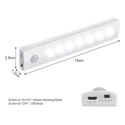 Vicloon Motion Sensor Cabinet Lights – 3 Pack USB Rechargeable LED Night Lights with Auto On/Off & Magnetic Strip for Wardrobe, Cupboard & Stairs