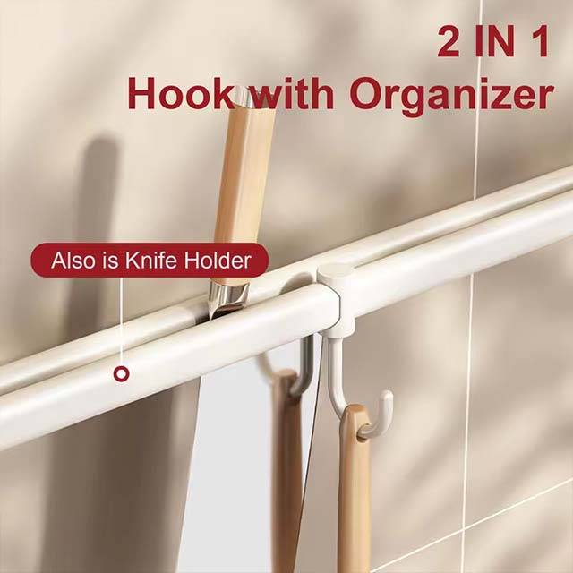Wall-Mounted Kitchen Hook Rack – No-Punching Utensil & Chopping Board Storage Rail
